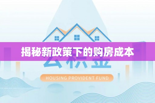 让胡路揭秘新政策下的购房成本